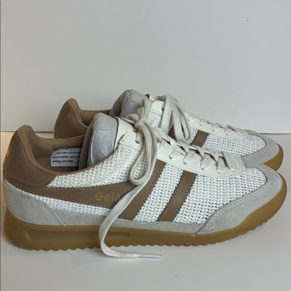 Gola Tornado Zephyr Woven Crochet Women’s Sneakers 7.5 Off White/Light Caramel - Picture 2 of 16